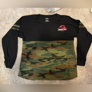 Universal Studios Jurassic Park Black and Camouflage Long Sleeve Shirt